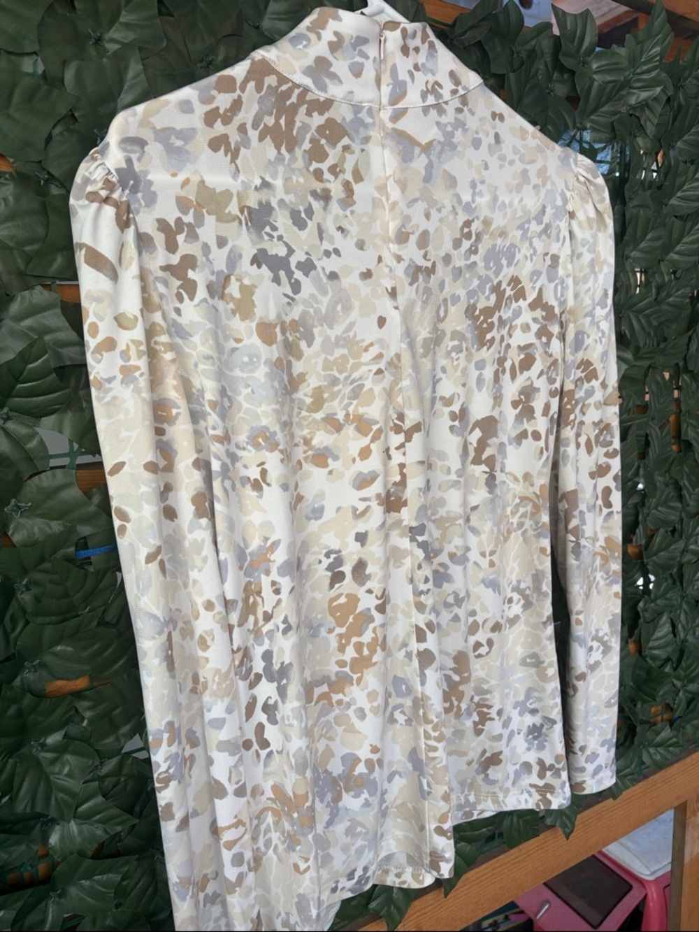 Susan Graver Neutral Animal-Print Twist Front Blouse - Picture 6 of 9